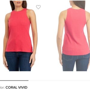 Crown & Ivy Ribbed tank size XL color coral vivid 58% cotton 37% Modal 5%